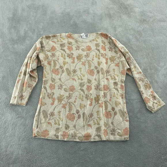 Gabriella T. Womens Floral Knit Sweater L 4508 - Picture 1 of 8